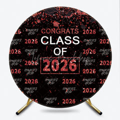Lofaris Red Sparkling Congrats Black Circle Grad Backdrop