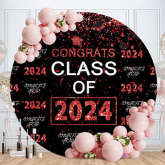 Lofaris Red Sparkling Congrats Black Circle 2023 Grad Backdrop