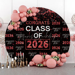 Lofaris Red Sparkling Congrats Black Circle Grad Backdrop