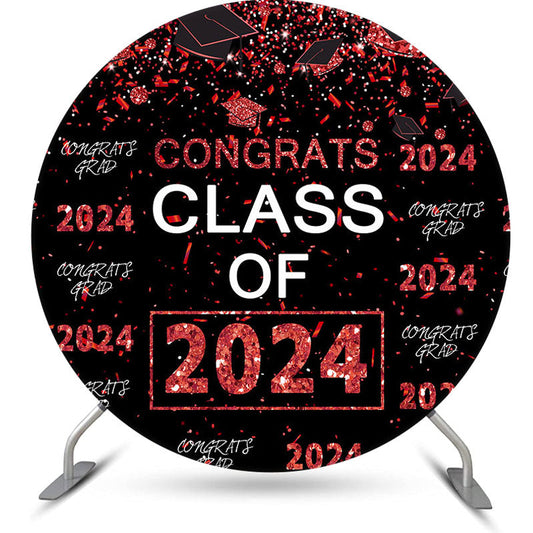 Lofaris Red Sparkling Congrats Black Circle 2023 Grad Backdrop