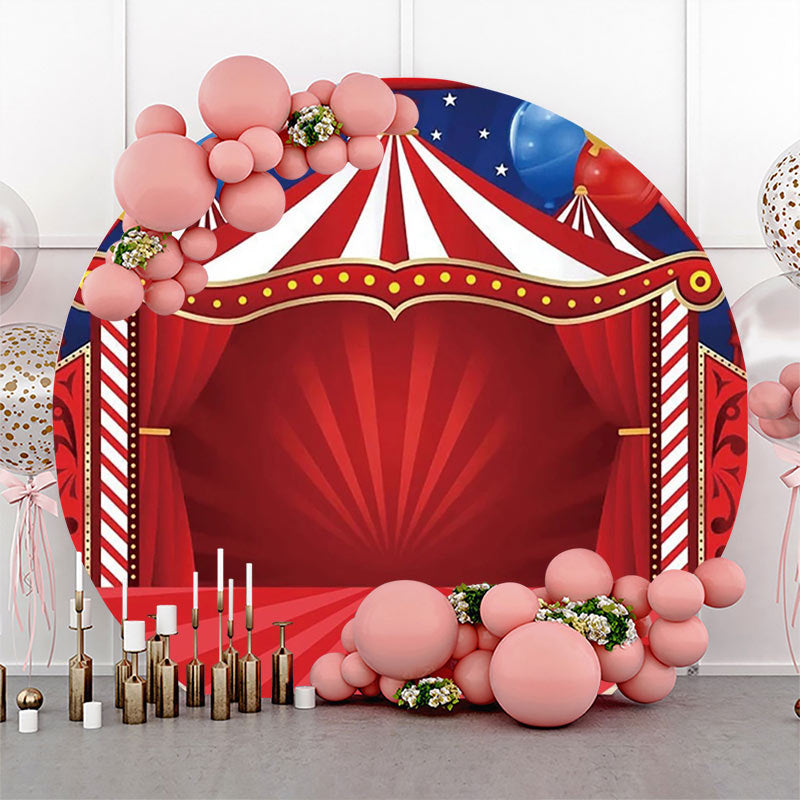 Lofaris Red Stage Balloons Circus Round Backdrop For Party