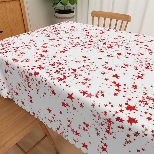 Lofaris Red Stars Christmas Dining Room Rectangle Tablecloth