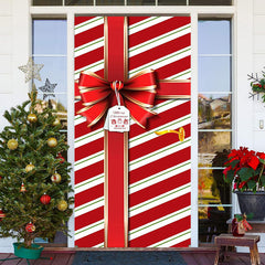 Lofaris Red Stripes Present Box Bowknot Christmas Door Cover