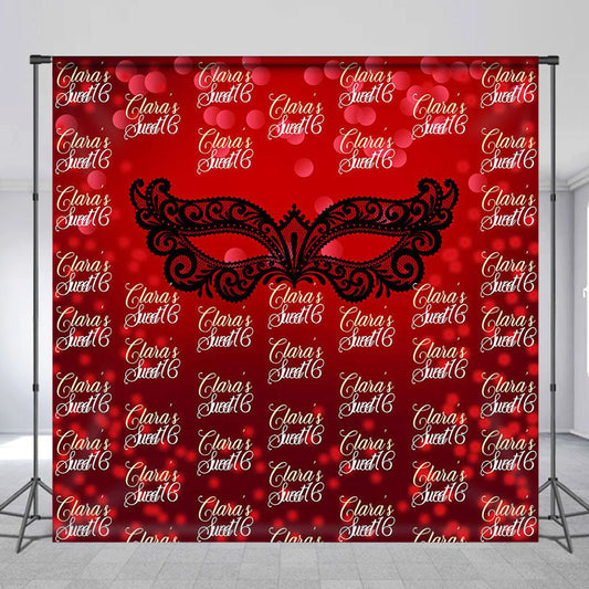 Lofaris Red Sweet 16 Custom Name Mardi Birthday Backdrop