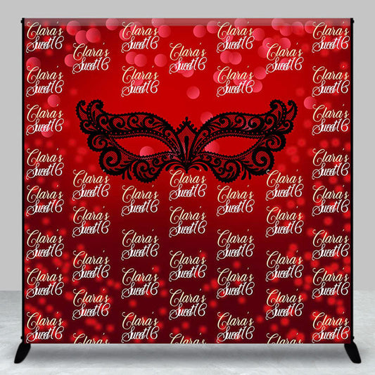 Lofaris Red Sweet 16 Custom Name Mardi Birthday Backdrop
