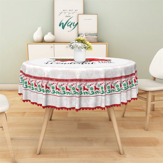 Lofaris Red Truck Wonderful Time Christmas Tree Tablecloth