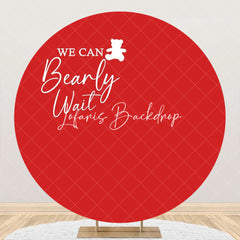 Lofaris Red We Can Bearly Wait Round Baby Shower Backdrop