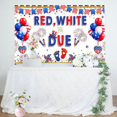 Lofaris Red White And Due American Flag Baby Shower Backdrop