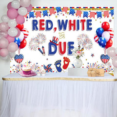 Lofaris Red White And Due American Flag Baby Shower Backdrop
