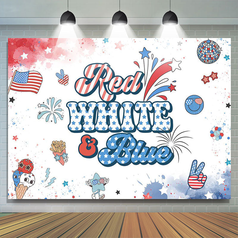 Lofaris Red White Blue American Flag Stars Birthday Backdrop