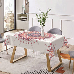 Lofaris Red White Blue Mandala Patterns Rectangle Tablecloth