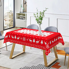 Lofaris Red White Christmas Tree Reindeer Party Tablecloth