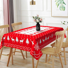 Lofaris Red White Christmas Tree Reindeer Party Tablecloth