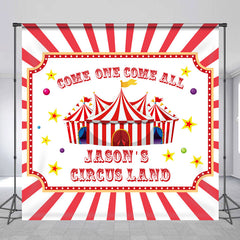 Lofaris Red White Circusland Custom Birthday Party Backdrop