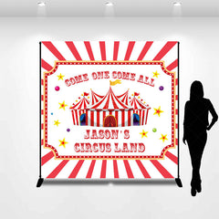 Lofaris Red White Circusland Custom Birthday Party Backdrop