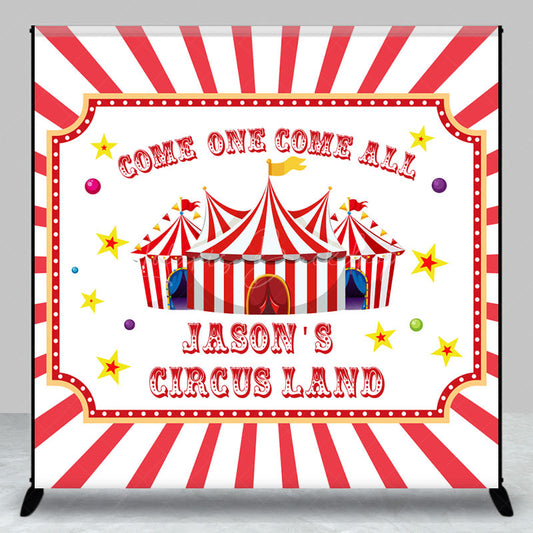 Lofaris Red White Circusland Custom Birthday Party Backdrop