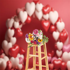 Lofaris Red White Heart Arch Balloon Valentines Day Backdrop