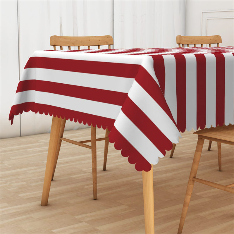 Lofaris Red White Horizontal Stripes Rectangle Tablecloth