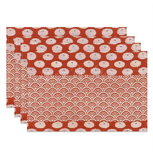 Lofaris Red White Repeat Pattern Cloth Set Of 4 Placemats