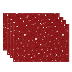 Lofaris Red White Stars Seamless Fabric Set Of 4 Placemats