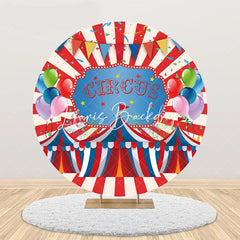 Lofaris Red White Stripe Balloons Tent Round Circus Backdrop