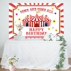 Lofaris Red White Stripes Circus Kids 1st Birthday Backdrop