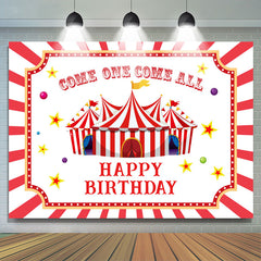 Lofaris Red White Stripes Circus Kids 1st Birthday Backdrop