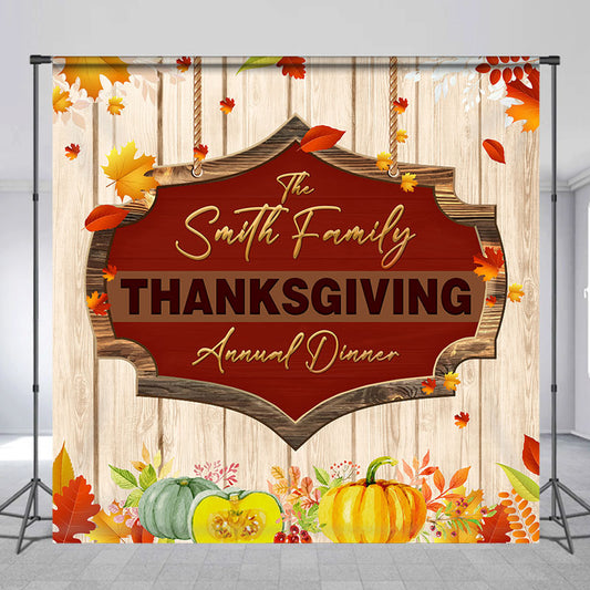 Lofaris Red Wood Board Autumn Custom Thanksgiving Backdrop