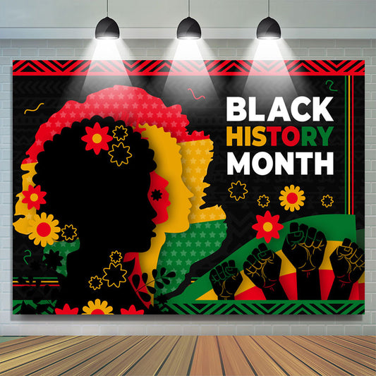Lofaris Red Yellow Green Fist Black History Month Backdrop