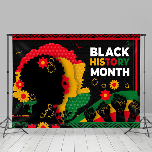 Lofaris Red Yellow Green Fist Black History Month Backdrop