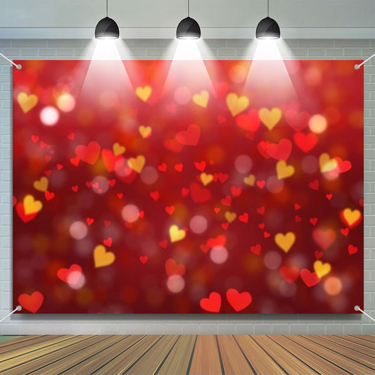 Lofaris Red Yellow Heart Bokeh Warm Valentines Day Backdrop