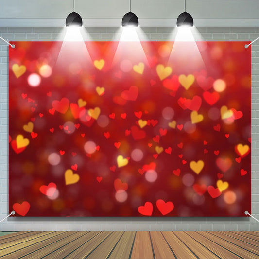 Lofaris Red Yellow Heart Bokeh Warm Valentines Day Backdrop