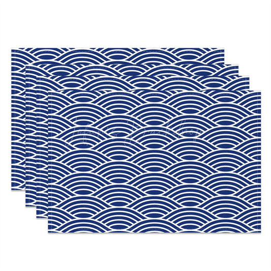 Lofaris Repeat Blue White Lines Dining Set Of 4 Placemats
