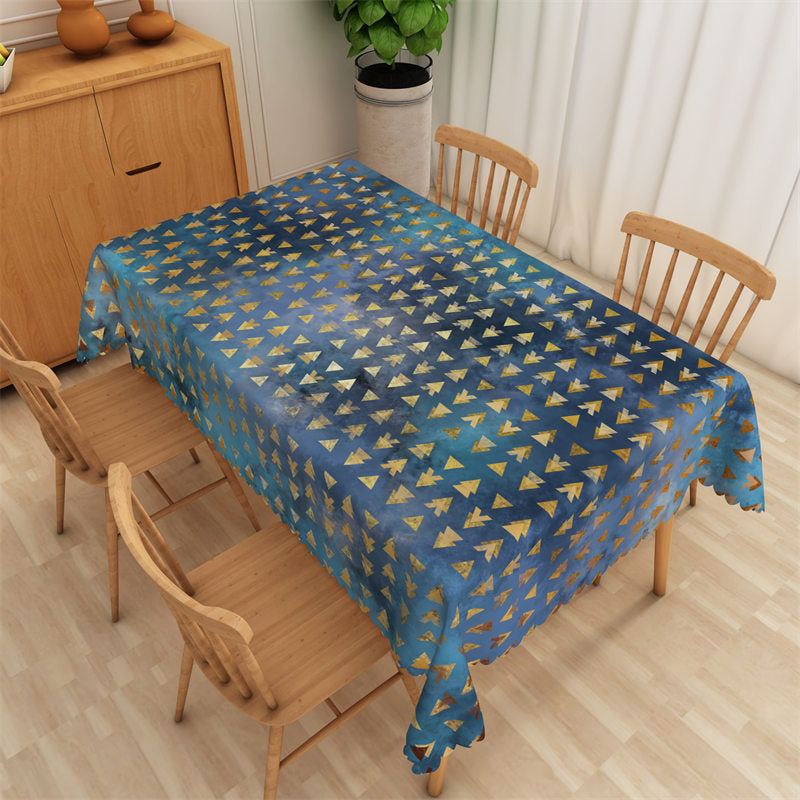 Triangular Tablecloth Repeat Golden Triangle Blue Rectangle Tablecloth - Lofaris