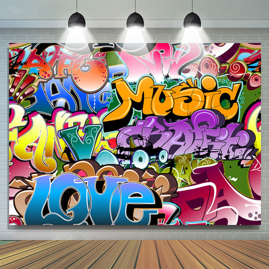 Lofaris Retro 80S Style Hip Hop Graffiti Backdrop For Party