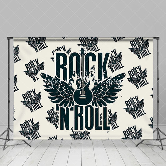 Lofaris Retro Beige Black Repeated Rock N Roll Wing Backdrop