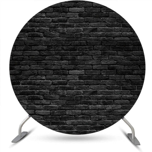 Lofaris Retro Black Brick Wall Round Backdrop For Birthday