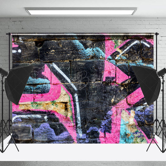 Lofaris Retro Black Graffiti Brick Wall Photography Backdrop