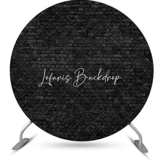 Lofaris Retro Black Grey Brick Wall Round Backdrop For Party