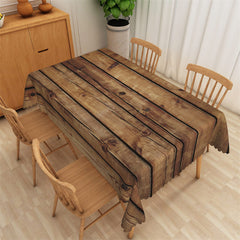 Lofaris Retro Brown Wood Texture Rectangle Dining Tablecloth
