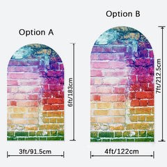 Lofaris Retro Colorful Brick Wall Double Sided Arch Backdrop