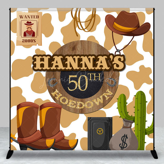 Lofaris Retro Cowboy Cactus Custom 50th Birthday Backdrop