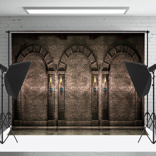 Lofaris Retro Dark Brick Wall Light Photography Backdrop