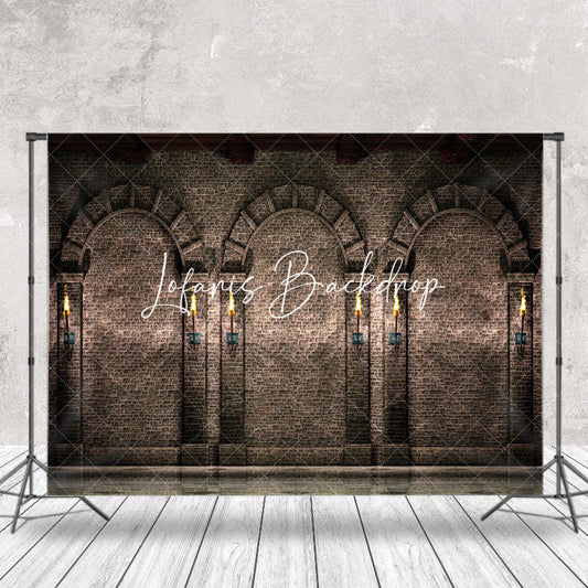 Lofaris Retro Dark Brick Wall Light Photography Backdrop