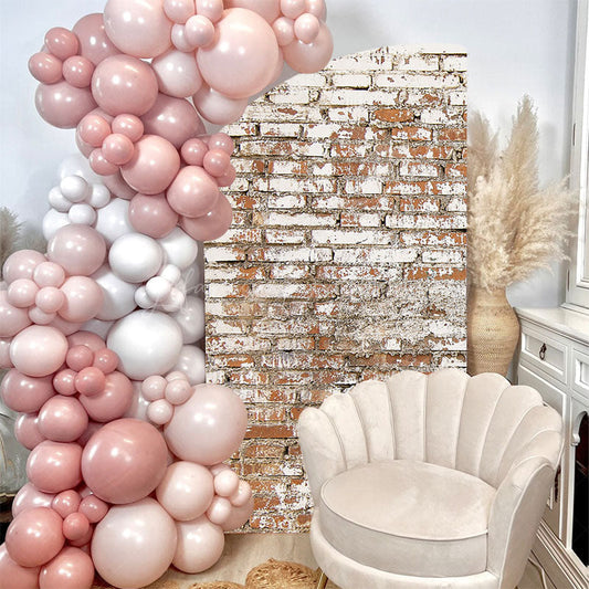 Lofaris Retro Faded Brick Wall Convex Oblique Arch Backdrop