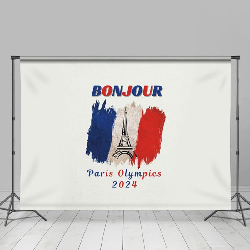 Lofaris Retro French Flag Tower Paris 2024 Olympic Backdrop