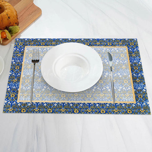 Lofaris Retro Gorgeous Blue Yellow Dinner Set Of 4 Placemats