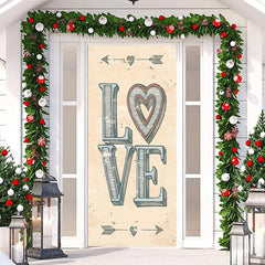 Lofaris Retro Love Arrows Beige Valentines Day Door Cover