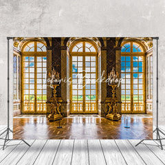 Lofaris Retro Luxury Brown Marble Window Backdrop For Photo