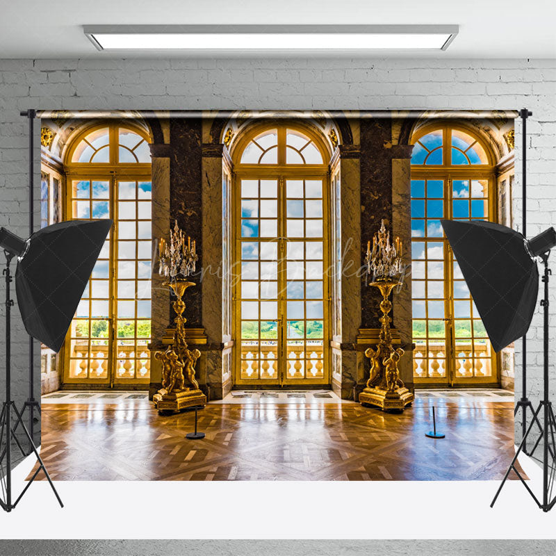 Retro Luxury Brown Marble Window Backdrop For Photo - Lofaris